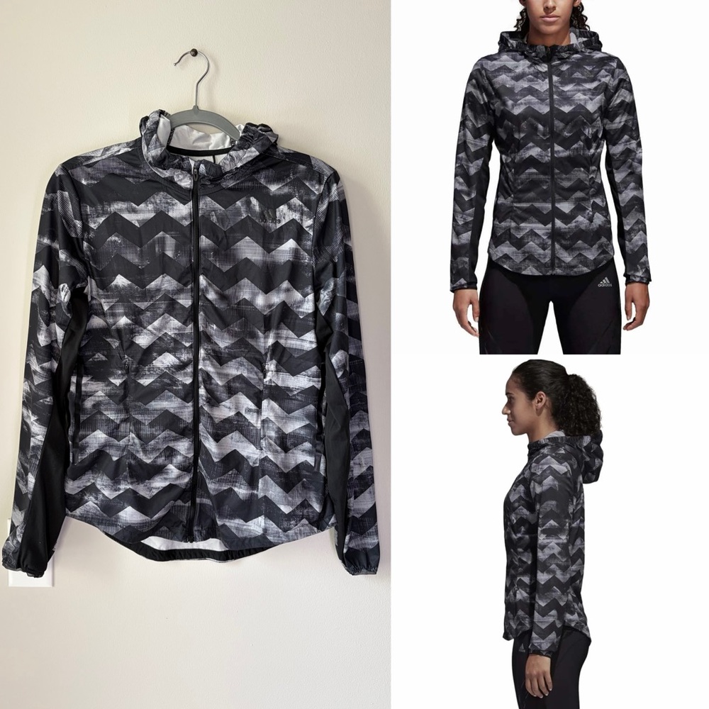 Adidas Adizero Lightweight Energy Patterned Running Jacket Workout Outdoor